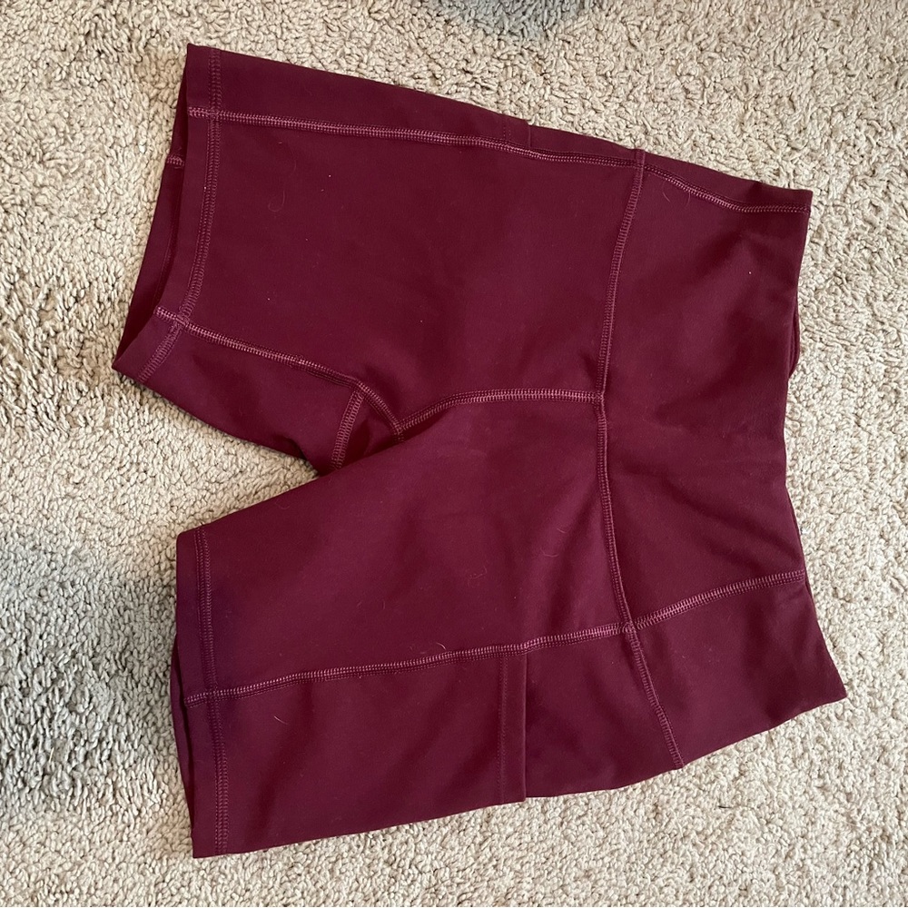 maroon, biker shorts